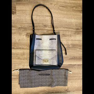Loeffler Randall black & white snake leather convertible tote / cross-body bag
